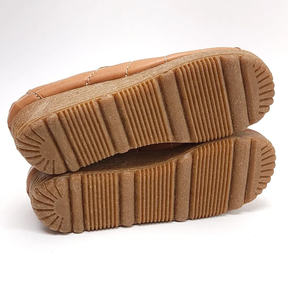 Armadillo Casual Tan Leather Platform‎ Shoes Sunburst Stitch Wedge Oxford 7.5